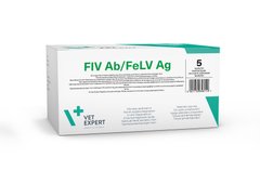Експрес-тест на виявлення антитіл імунодефіциту котів, вірусу лейкемії FiV Ab/FeLV Ag, Vet Expert 5 шт.