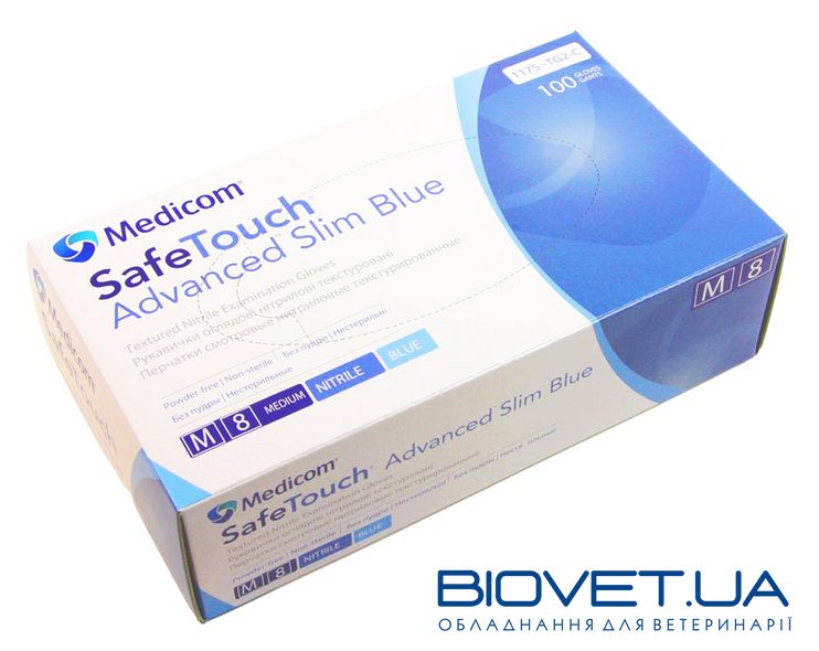 Перчатки нитриловые SafeTouch® Advanced Slim Blue без пудры