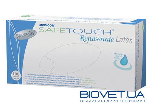 Перчатки латексные SafeTouch® Rejuvenate без пудры с ланолином и витамином E
