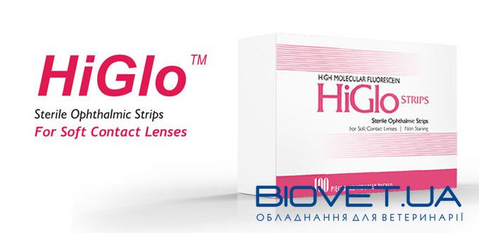 Офтальмологічні тест-смужки з флуоресцеїном високомолекулярним HiGlo Strips, уп.100 шт.